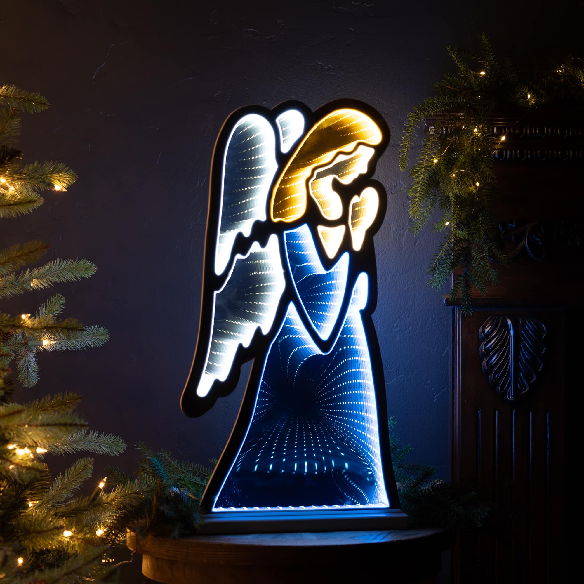 24.5" Blue Holiday Angel Ekko Light Display